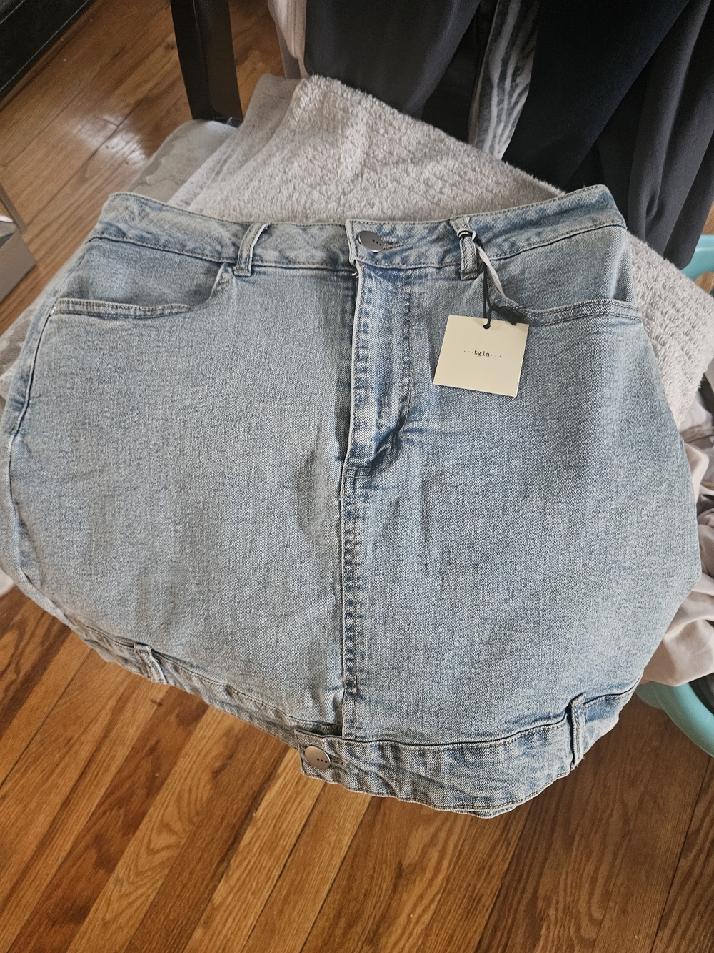 Tgla Light Wash Denim Mini Skirt-Size S